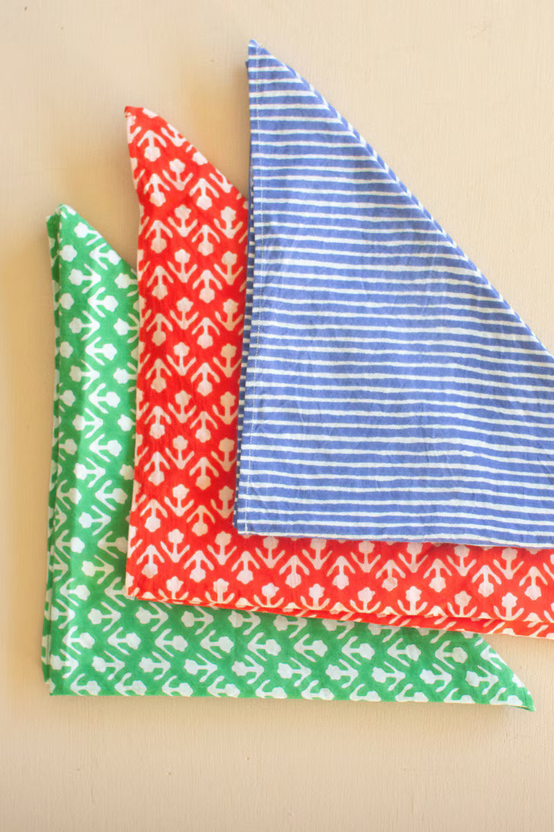 Set of 3 Block-Print Neck Ties