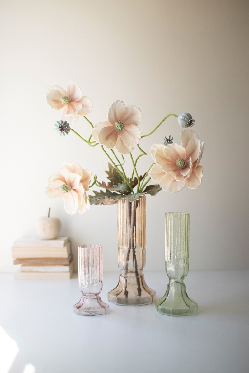 Set of 3 Fluted Glass Vases