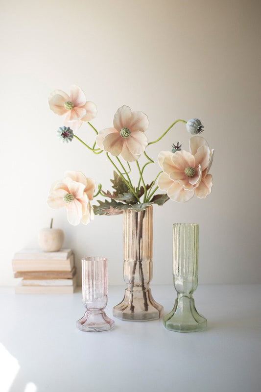 Set of 3 Fluted Glass Vases