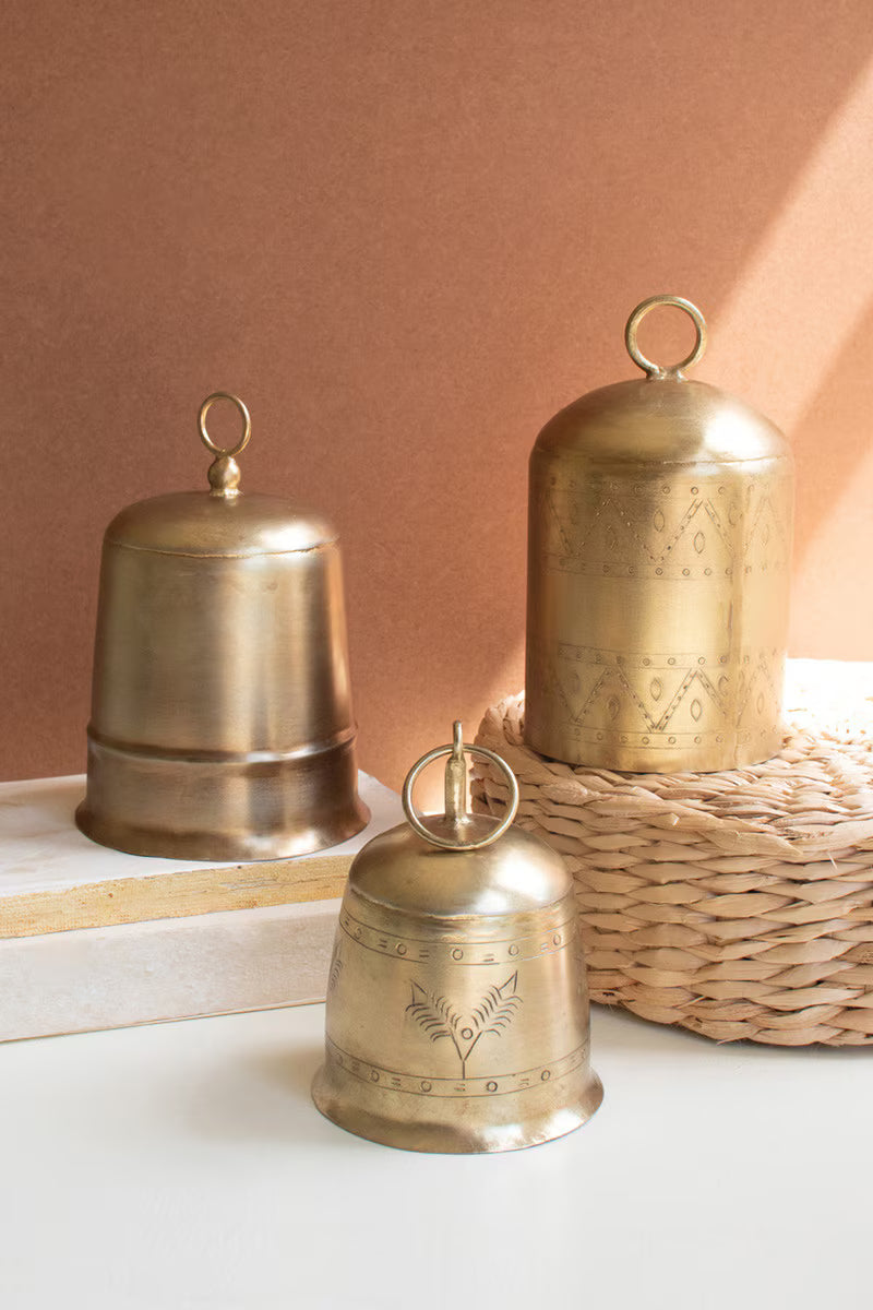 Set of 3 Antique Brass Finish Bells