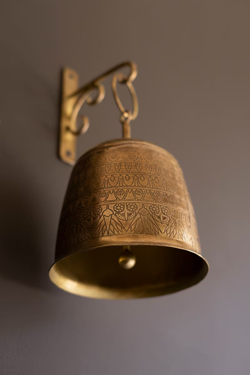 Antique Brass Bell and Wall Bracket