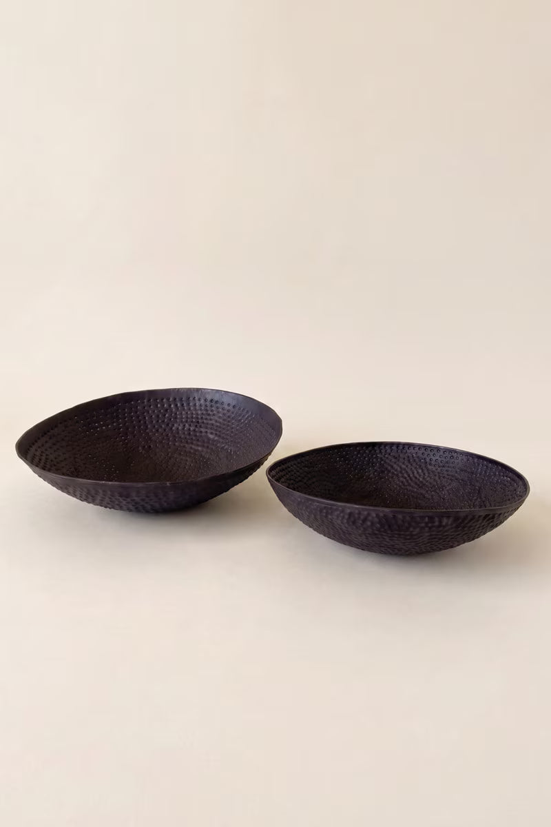 Set of 2 Hammered-Iron Bowls