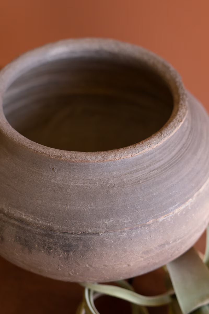 Black Clay Urn on an Iron Stand