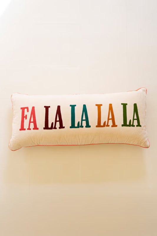 Velvet Falalalala Embroidery Pillow