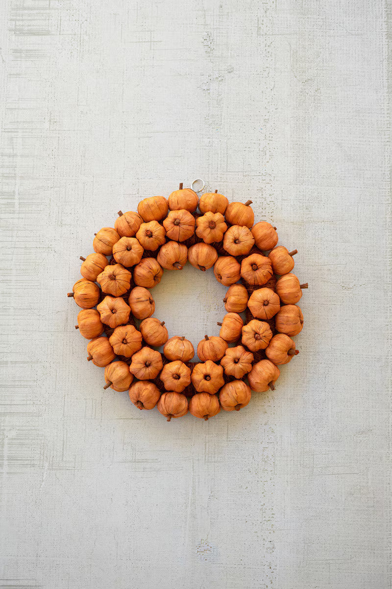 Faux Pumpkin Wreath