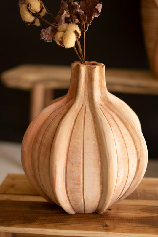 Ribbed Terracotta Vase