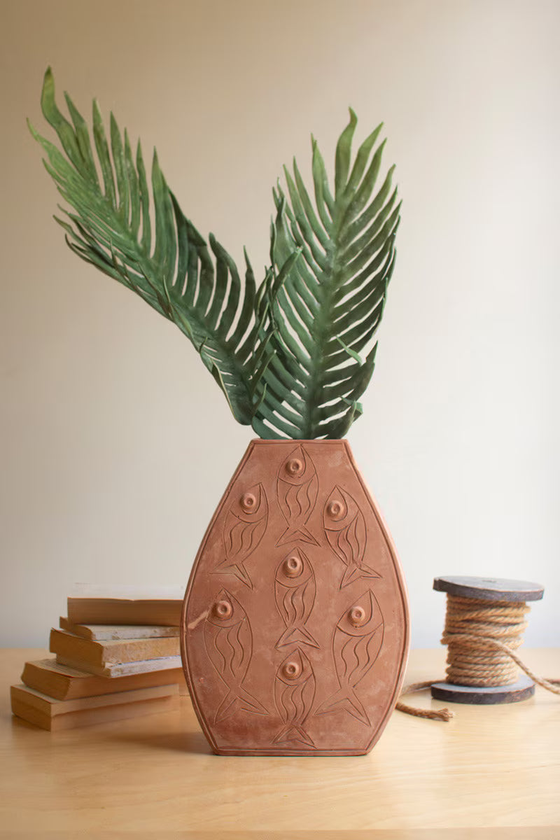 Terracotta Vase with Fish Detail