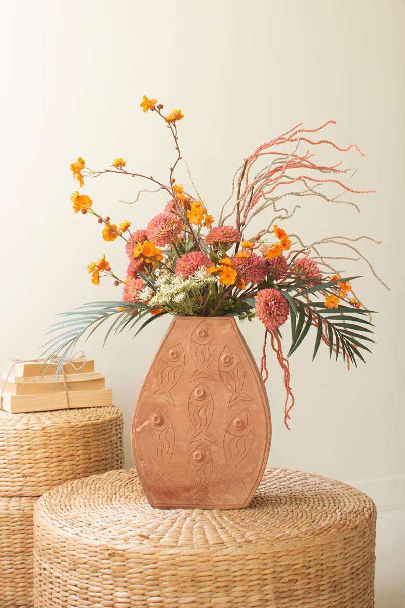 Terracotta Vase with Fish Detail