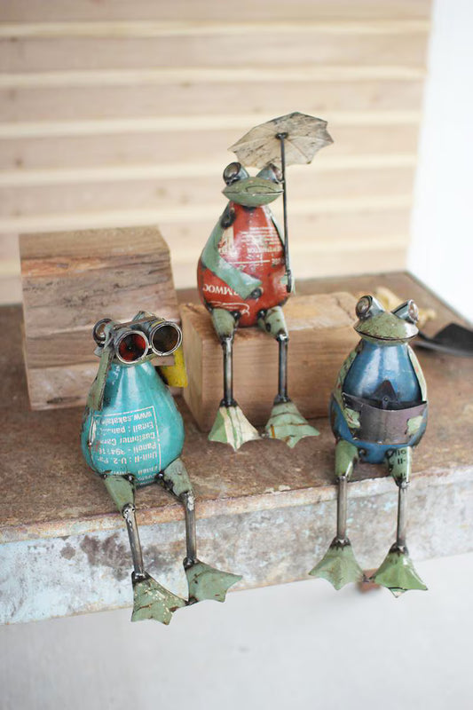 Set of 3 Recycled Metal Frogs