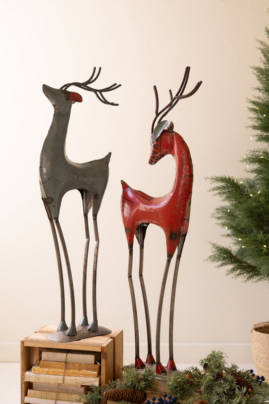 Set of 2 Recycled Iron Deer