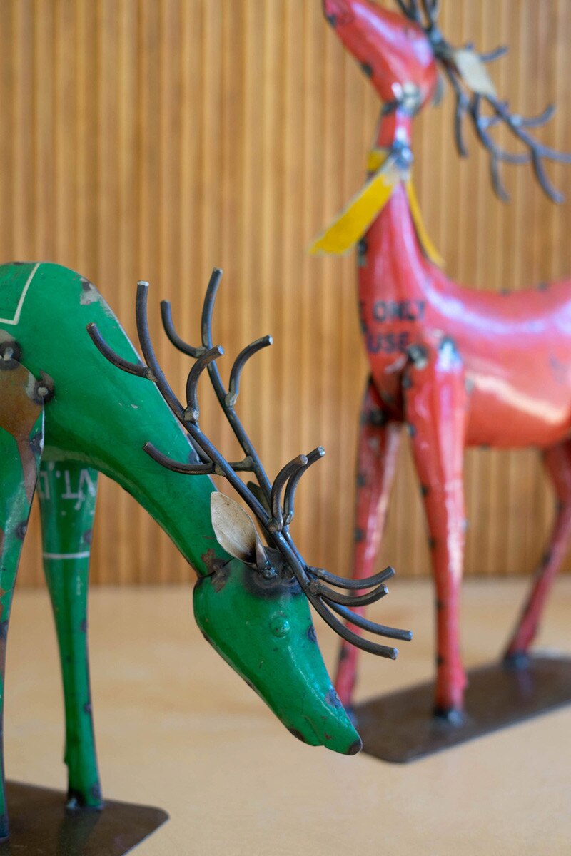 Set of 2 Recycled Metal Deer