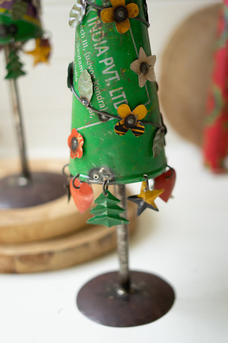 Set of 2 Recycled Iron Christmas Trees