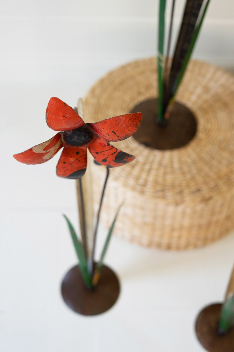 Set of 3 Recycled Iron Flowers