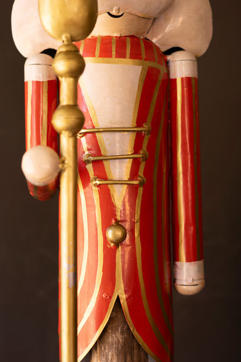 Set of 2 Painted Metal Nutcrackers on Wood Bases