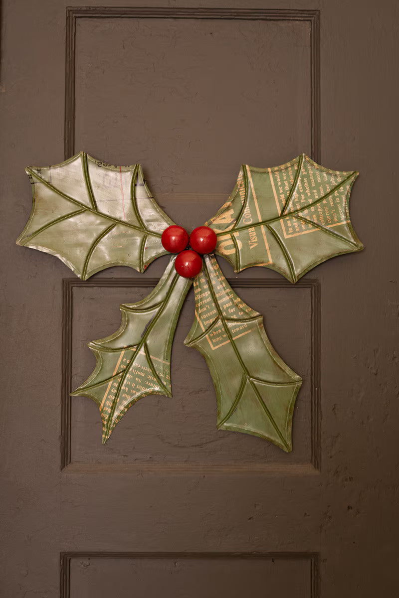 Recycled Metal Holly Door Hanger