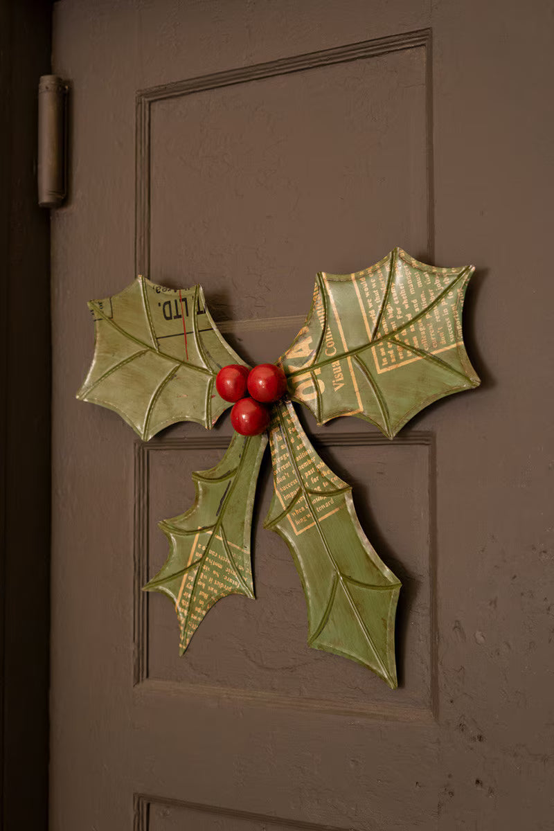 Recycled Metal Holly Door Hanger