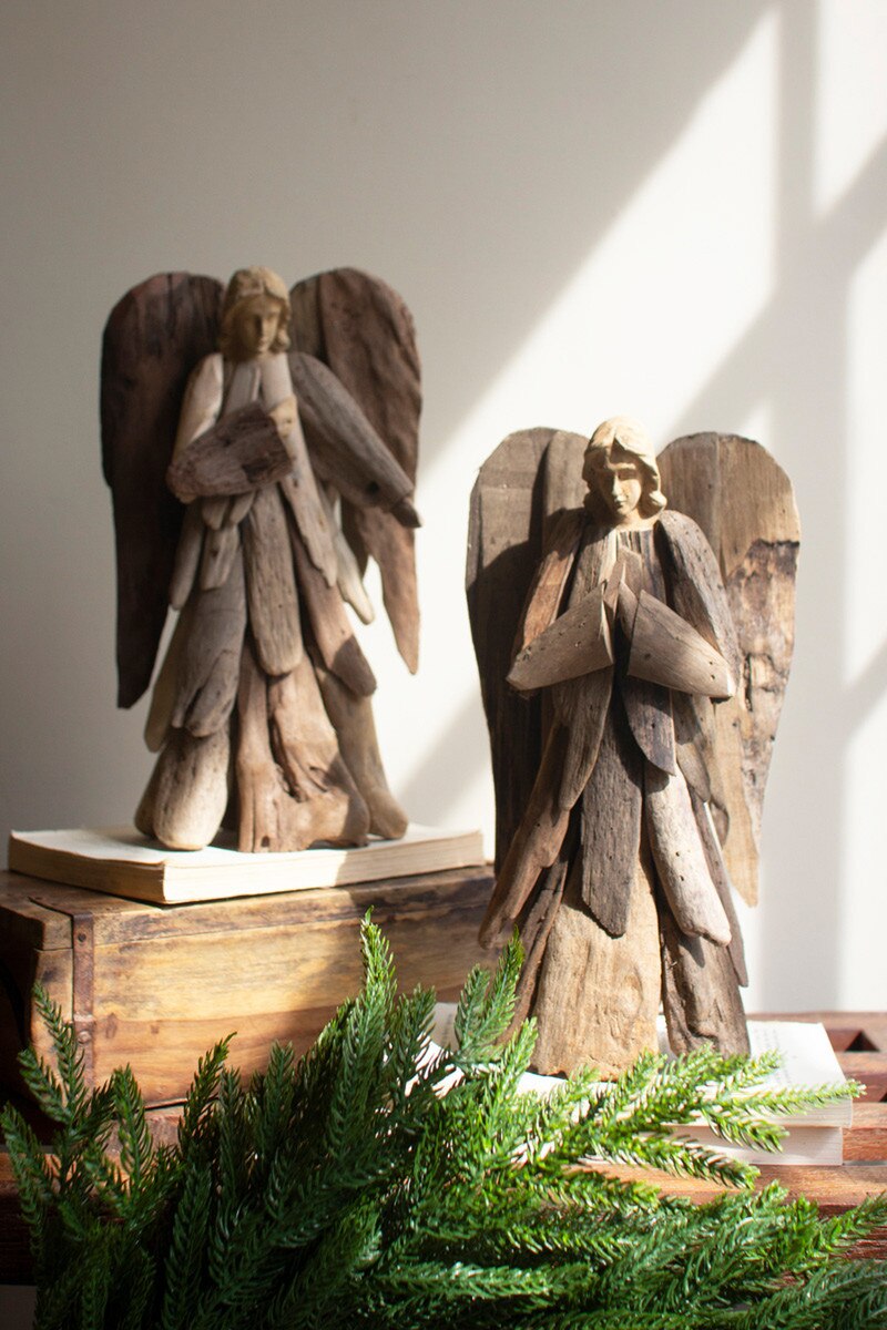 Set of 2 Driftwood Angels
