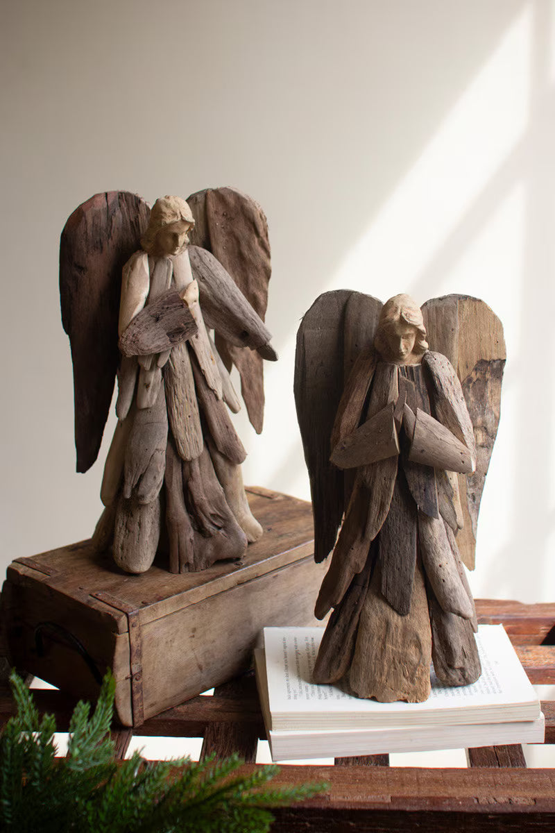 Set of 2 Driftwood Angels