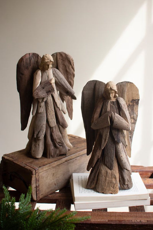 Set of 2 Driftwood Angels