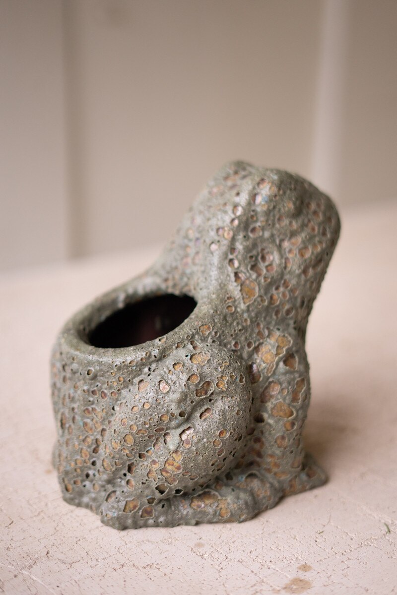 Terracotta Frog Planter with Rustic Glaze