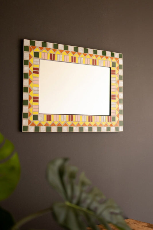 Rectangle Mosaic Tile Framed Mirror