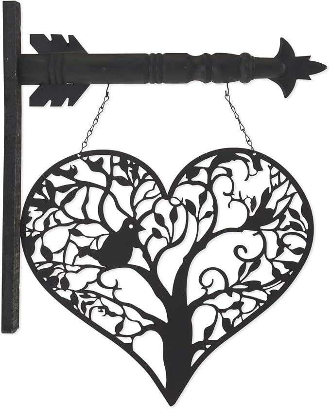 13 Inch Black Metal Laser Cut Heart w/Bird Arrow Replacement