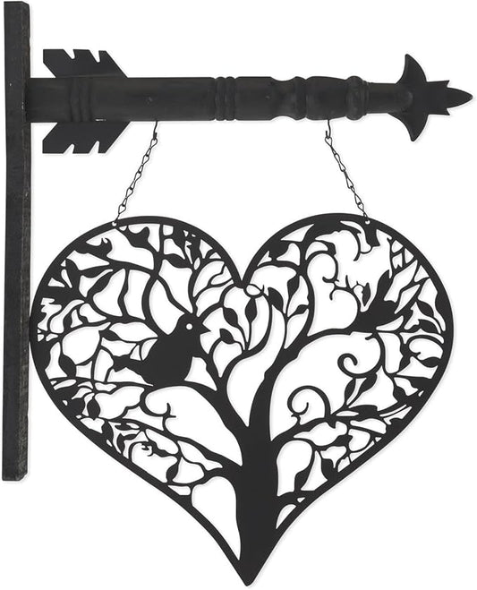 13 Inch Black Metal Laser Cut Heart w/Bird Arrow Replacement
