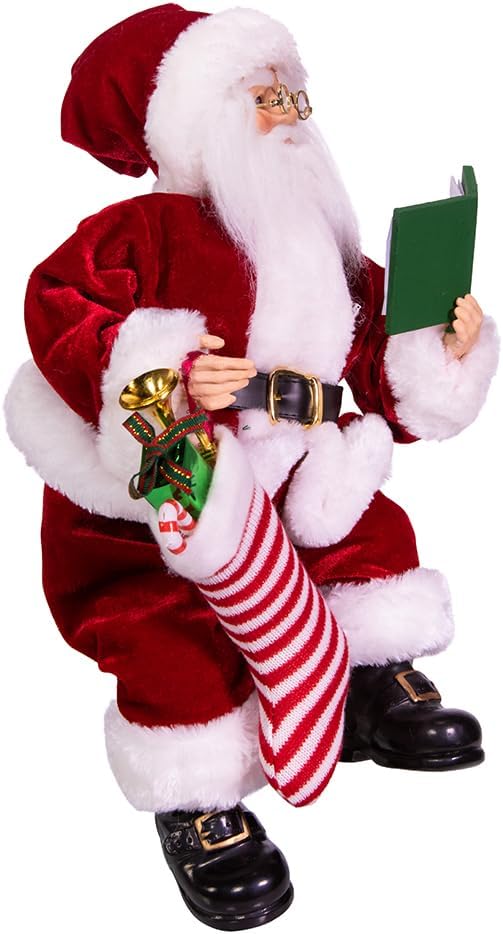 16-Inch Kringle Klaus Book And Stocking Santa