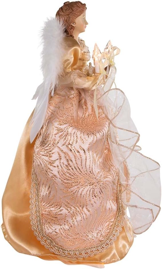 UL 10-Light 14-Inch Lighted Gold And Copper Angel Tree Topper