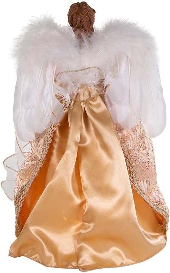 UL 10-Light 14-Inch Lighted Gold And Copper Angel Tree Topper