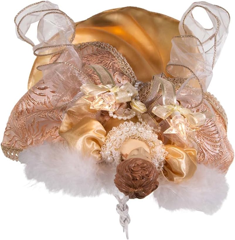 UL 10-Light 14-Inch Lighted Gold And Copper Angel Tree Topper