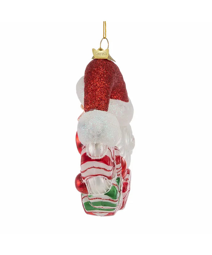 Bellissimo Glass Santa Candy Wreath Ornament