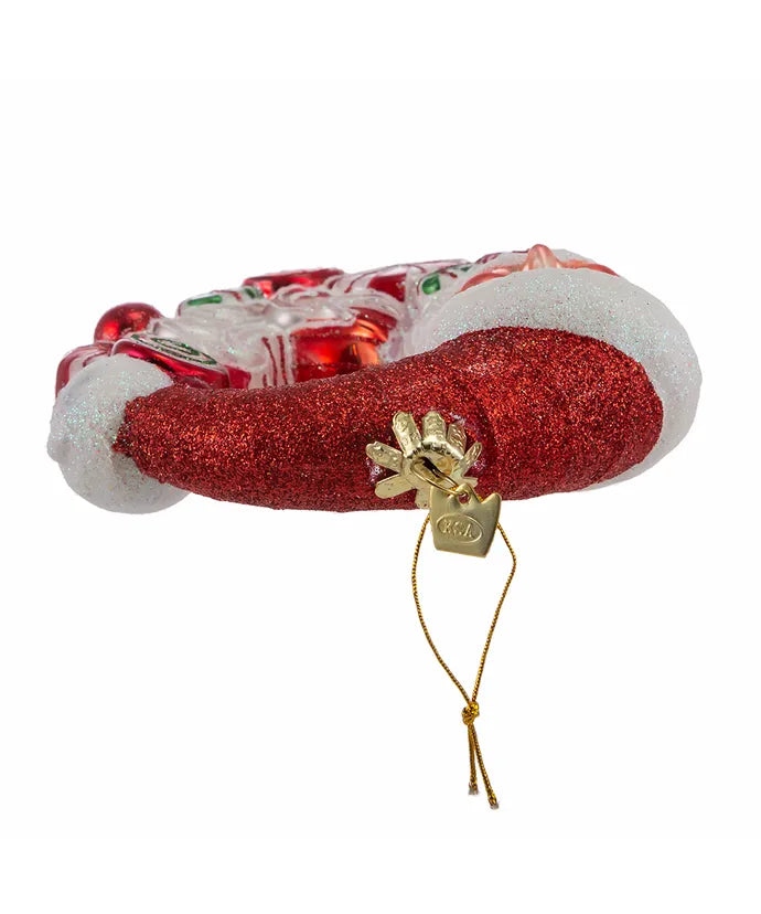 Bellissimo Glass Santa Candy Wreath Ornament