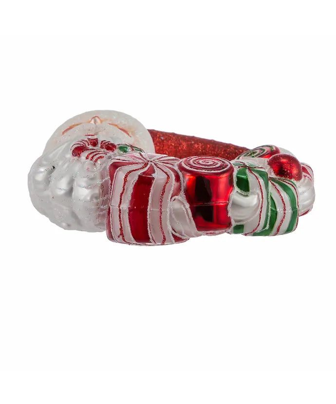 Bellissimo Glass Santa Candy Wreath Ornament