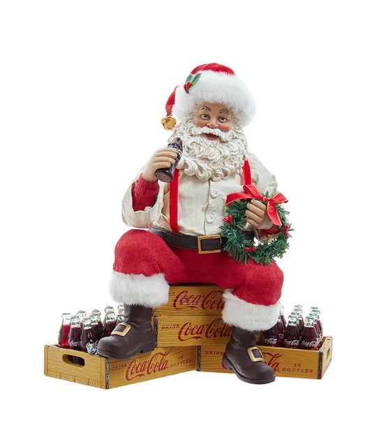 9" Fabriche Coca-Cola Santa Sitting On Crates