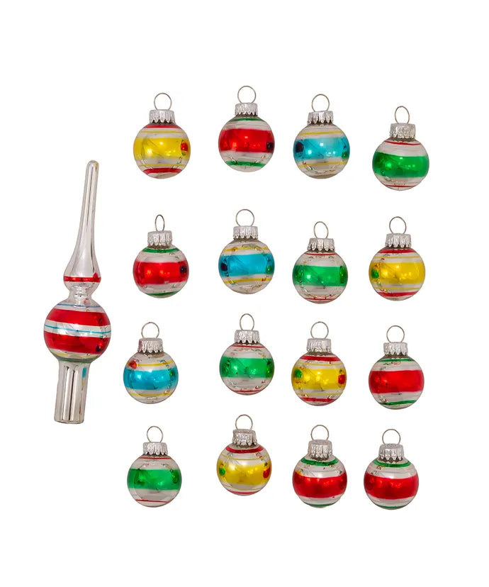 Miniature Ornaments And Treetop, Set Of 16