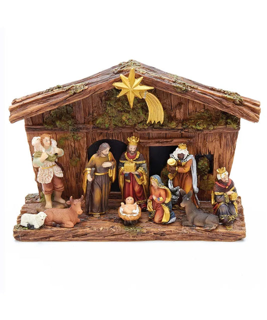 Nativity Set With 10 Figures And Stable