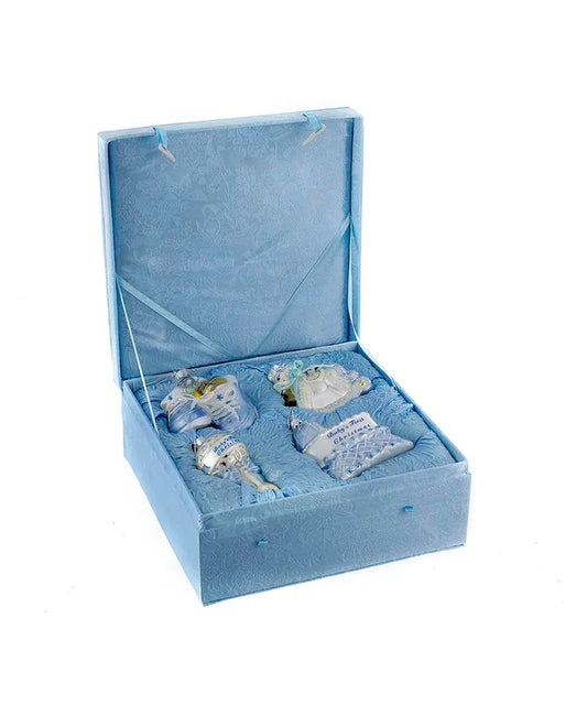 Baby Boy Glass Ornament Set, 4-Piece Box Set