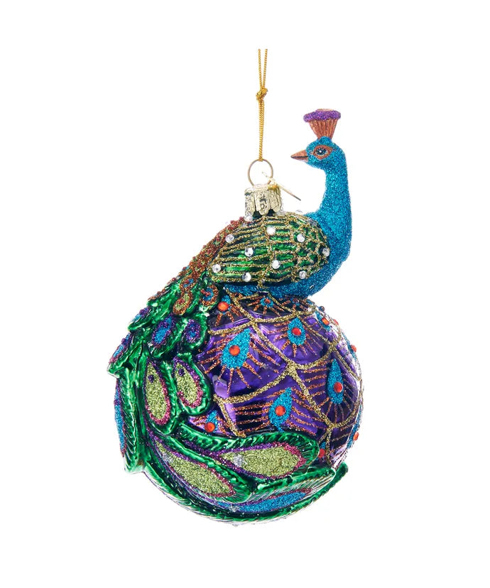 Peacock Glass Ball Ornament