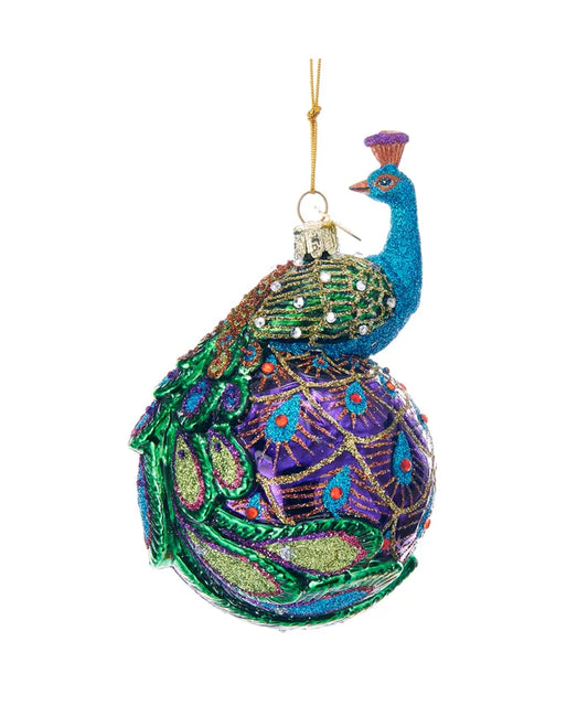 Peacock Glass Ball Ornament