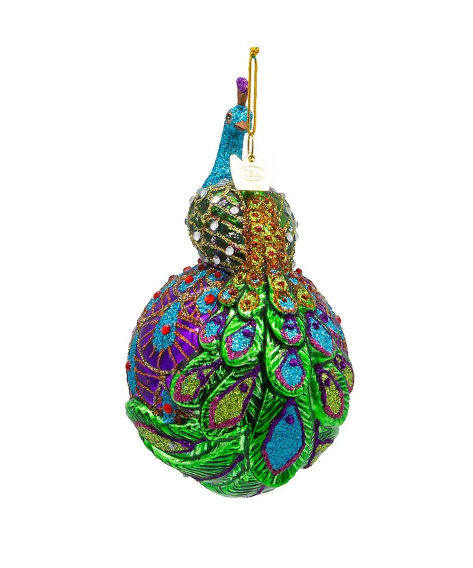 Peacock Glass Ball Ornament