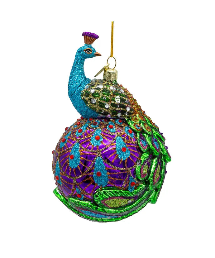 Peacock Glass Ball Ornament