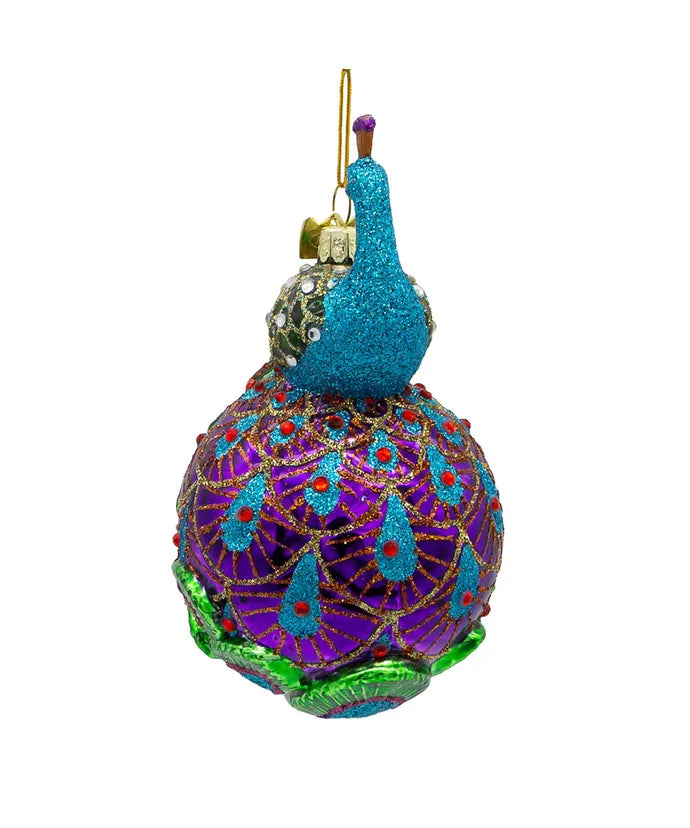 Peacock Glass Ball Ornament