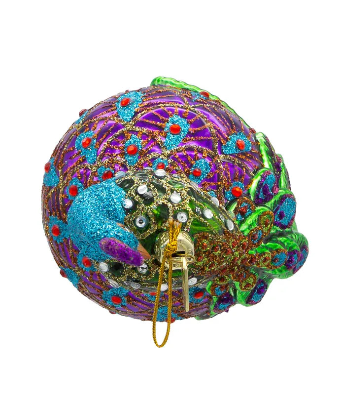 Peacock Glass Ball Ornament
