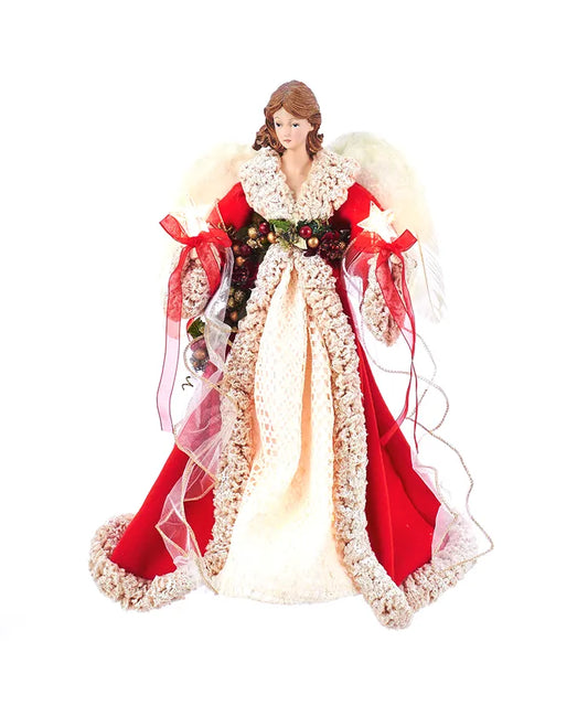 16" UL 10-Light Red And Ivory Angel Treetop