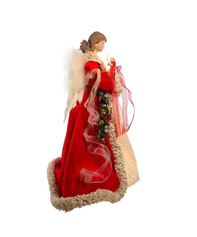 16" UL 10-Light Red And Ivory Angel Treetop