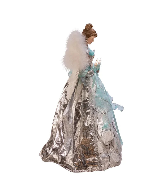 16" UL 10-Light Silver And Blue Angel Treetop