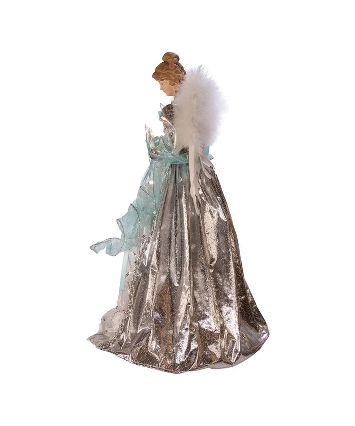 16" UL 10-Light Silver And Blue Angel Treetop