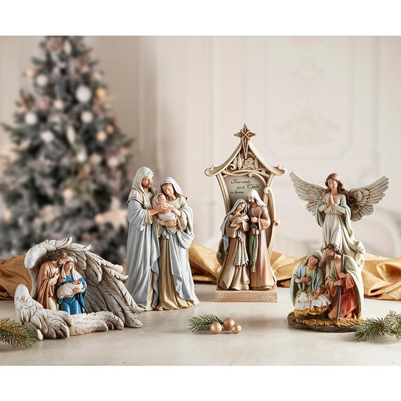 Angel And Holy Family Statue