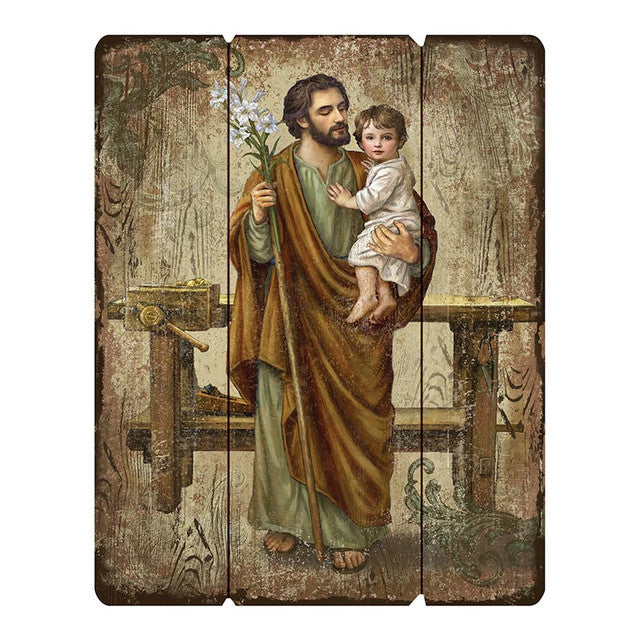 Wood Pallet Sign - Saint Joseph and Child